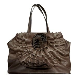 Elegant Black Rivet Big Flower Tote Bag